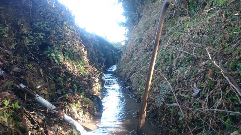 水路に水が流れ始めました。